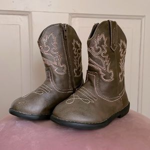 Baby Girls Cowboy Boots, Size 7 Toddler